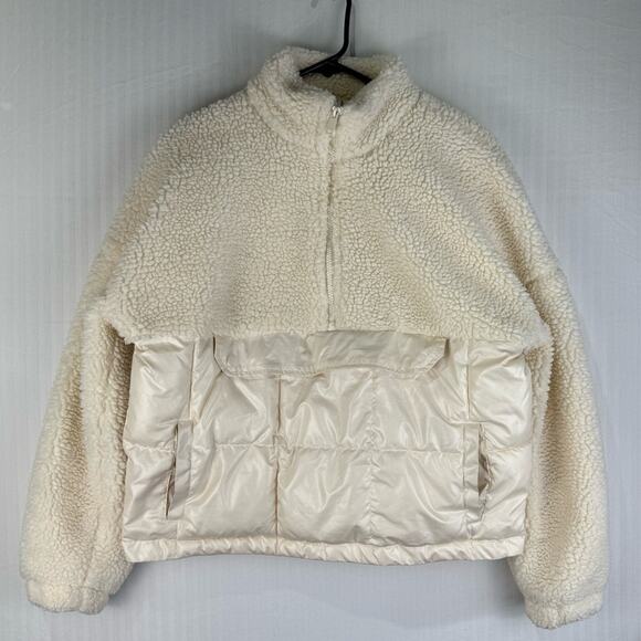 Fabletics Nelly White Sherpa Fleece Pullover Women’s Size Medium Half Zip Sporty - Picture 1 of 10